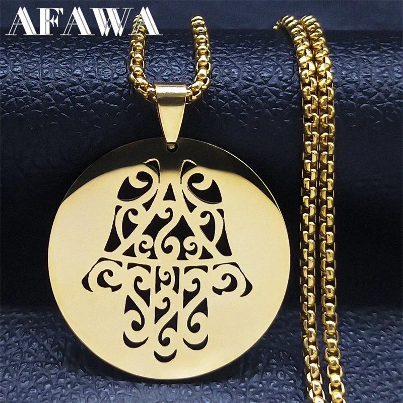 

Hamsa Palm Fatima Hand Charm Necklace for Women Stainless Steel Gold Color Necklaces Jewelry corrente masculina N4606S02