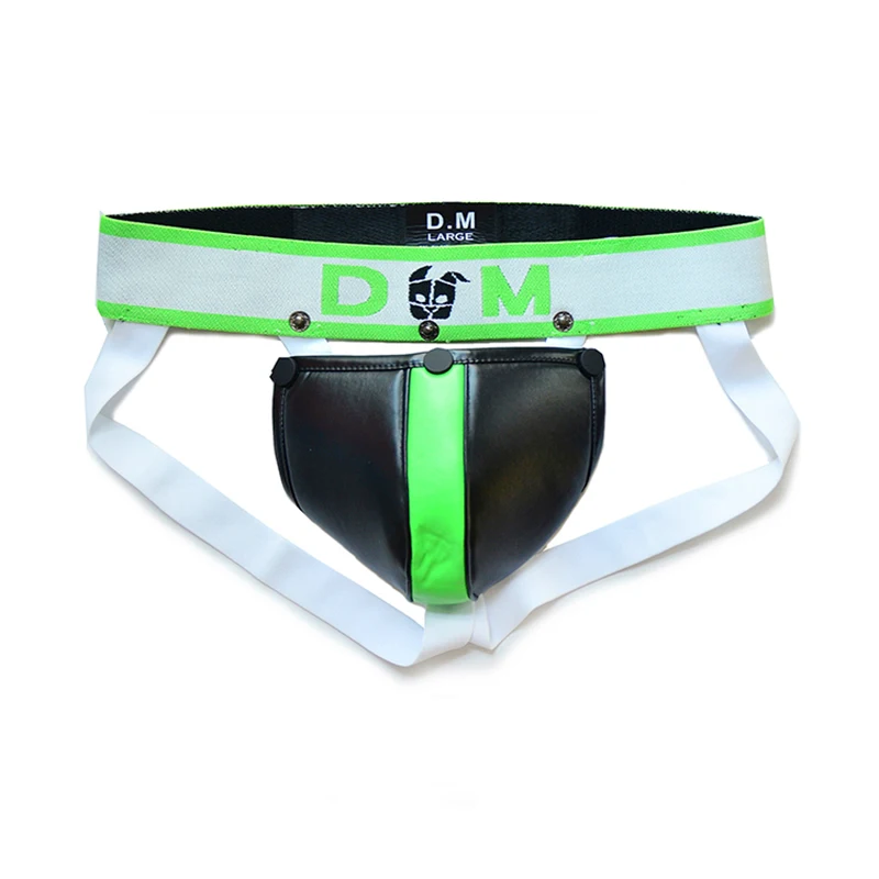 Gay Tangas Sissy Thong Men Underwear Sexy Strings Lingerie Panties PU Detachable Slip Cuecas Jockstrap Ropa Interior Hombre