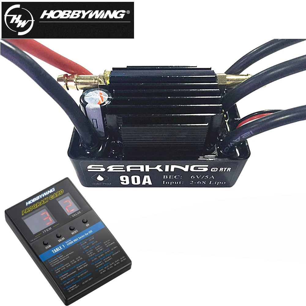 

Hobbywing SEAKING 90A V3 2-6S Lipo 6V/5A Switchable BEC RTR Brushed ESC RC Speed Controller For RC Racing Sailing Boat