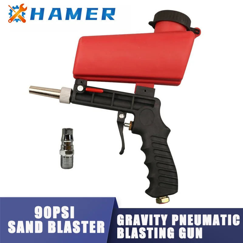 

90psi Portable Handheld Lightweight Aluminium Gravity Pneumatic Sandblaster Gun Gravity Adjustable Tool Power Tool Accessories