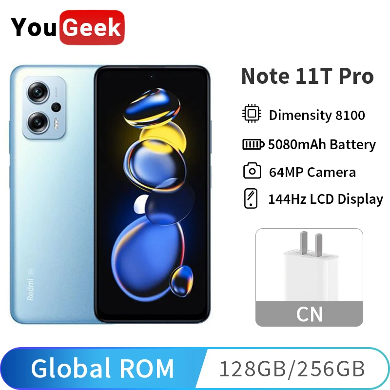 Смартфон Xiaomi Redmi Note 11T Pro, 8100 Гц, 64 мп, 144 мАч, 67 Вт - смартфоны