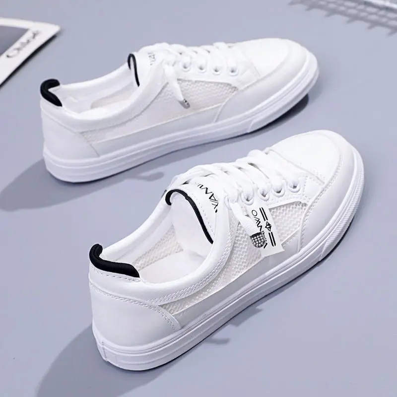 Women Sneakers Women's Vulcanize Shoes Spring  Autumn Breathable Flats Solid Color Mesh Shoes Young Woman Casual White Shoes