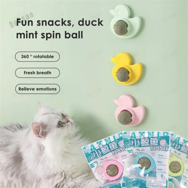 

Cats Toys Cat Mint Ball Rotation Catnip Wall Ball Licking Snacks Freshen Breath Remove Hair Balls Cats Accessories Pet Supplies