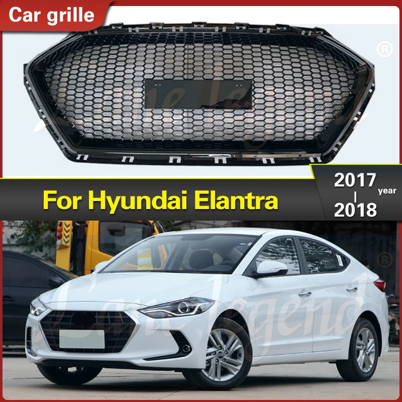 Для Hyundai Elantra 2017 2018 гоночные грили в сотовом стиле ABS передний бампер разделитель