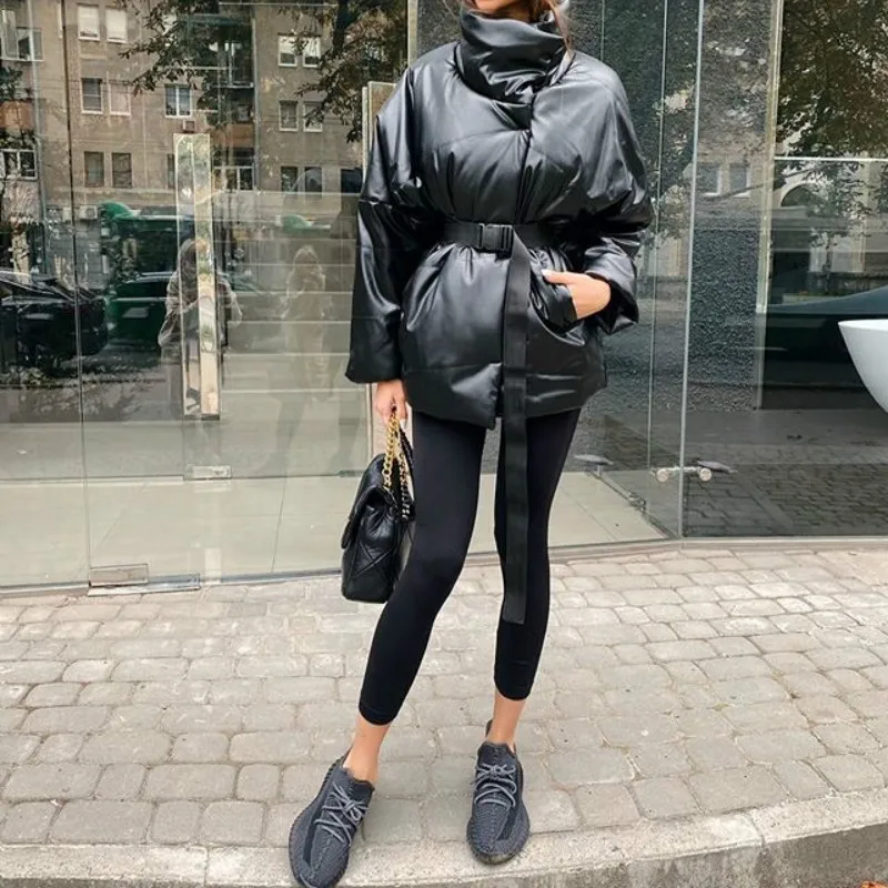 Oversize overcoat Khaki Black Belt Casual Long Sleeve Jackets Autumn Lady Fashion Pocket Parkas Women Winter Fall Solid Jackets