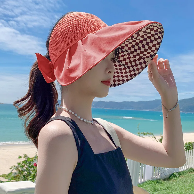 Summer Hats For Women Foldable Sun Hat lattice big brim Visor Suncreen Floppy Cap Female Outdoor Casual Baseball |