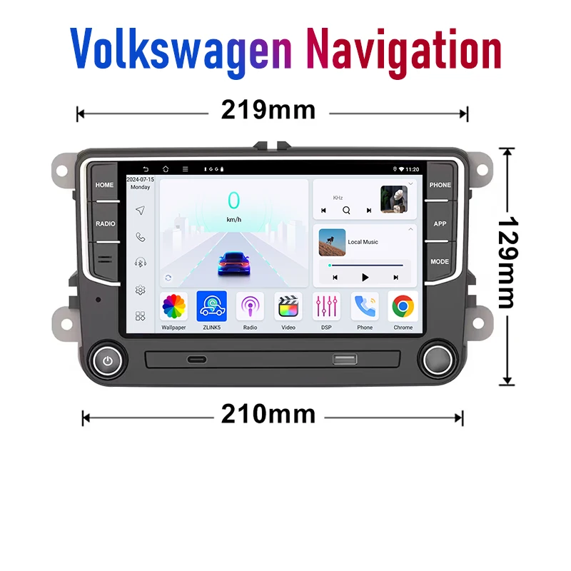 2DIN автомагнитола Android 15 с Canbus для VW Tiguan 2007-2015 с GPS-навигацией, беспроводным Apple CarPlay, Bluetooth, стереосистемой, камерой заднего вида и FM-тюнером (art.: 3920d809e263d) - 3920d809e263d