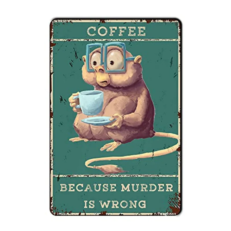

Hedgehog Retro Caffeine Murder Wrong Metal Tin Sign Wall Decoration Fun Tin Brand Home Cafe Decoration Gift for A Friend