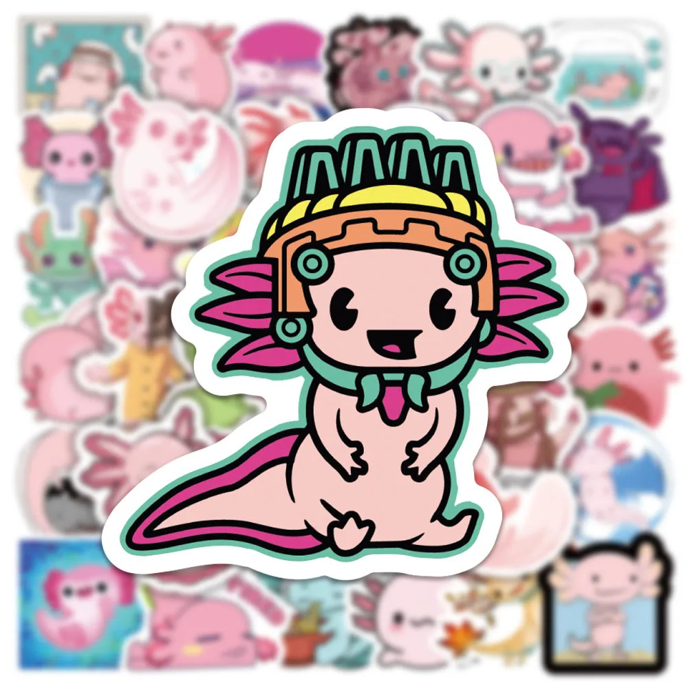 103050pcs cute animal axolotl graffiti stickers aesthetic cartoon decals kids toy diy diary scrapbook phone laptop car sticker free global shipping