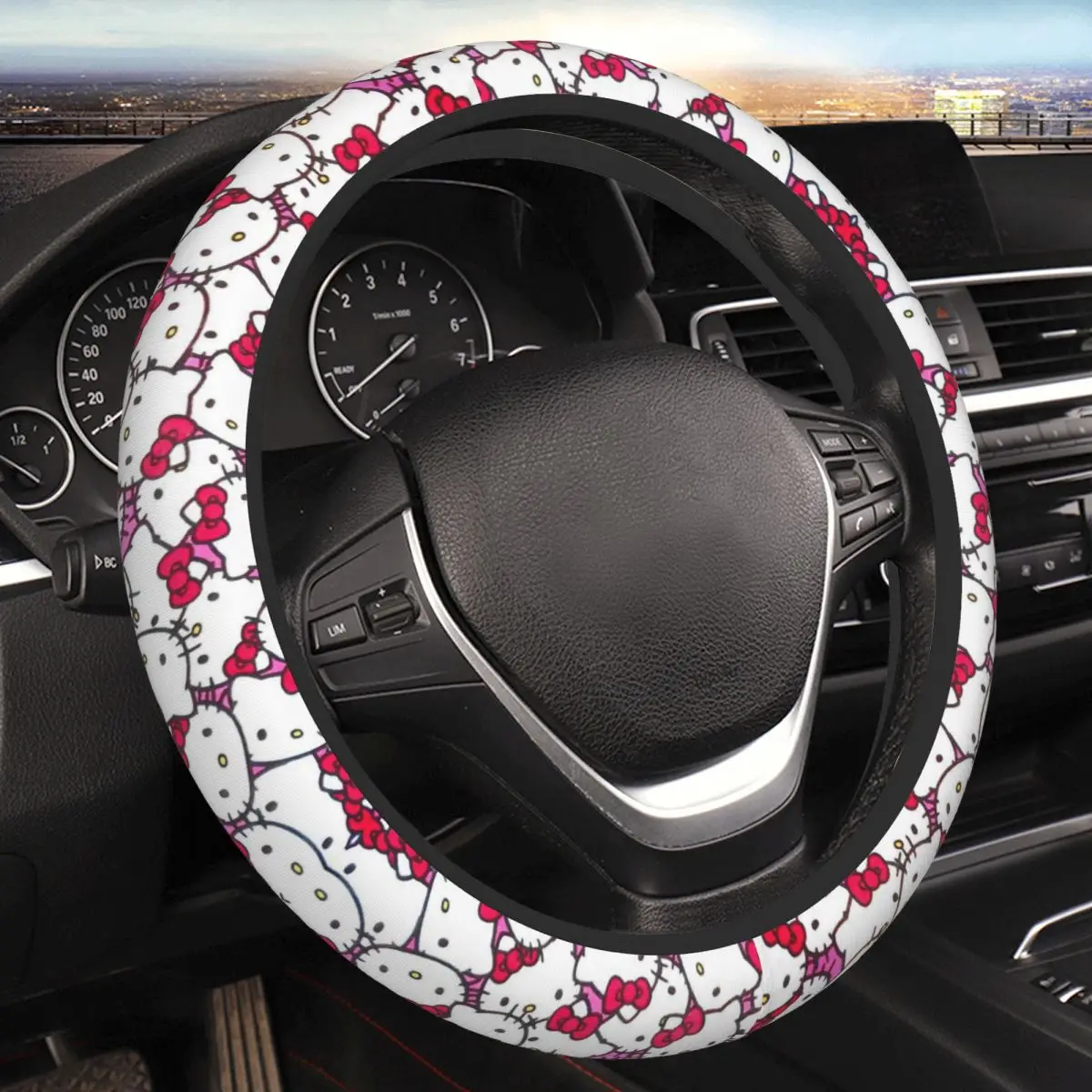 

Cute Kitties Cat Thickening Car Steering Wheel Cover 38cm Universal Suitable Car-styling Car Accessories