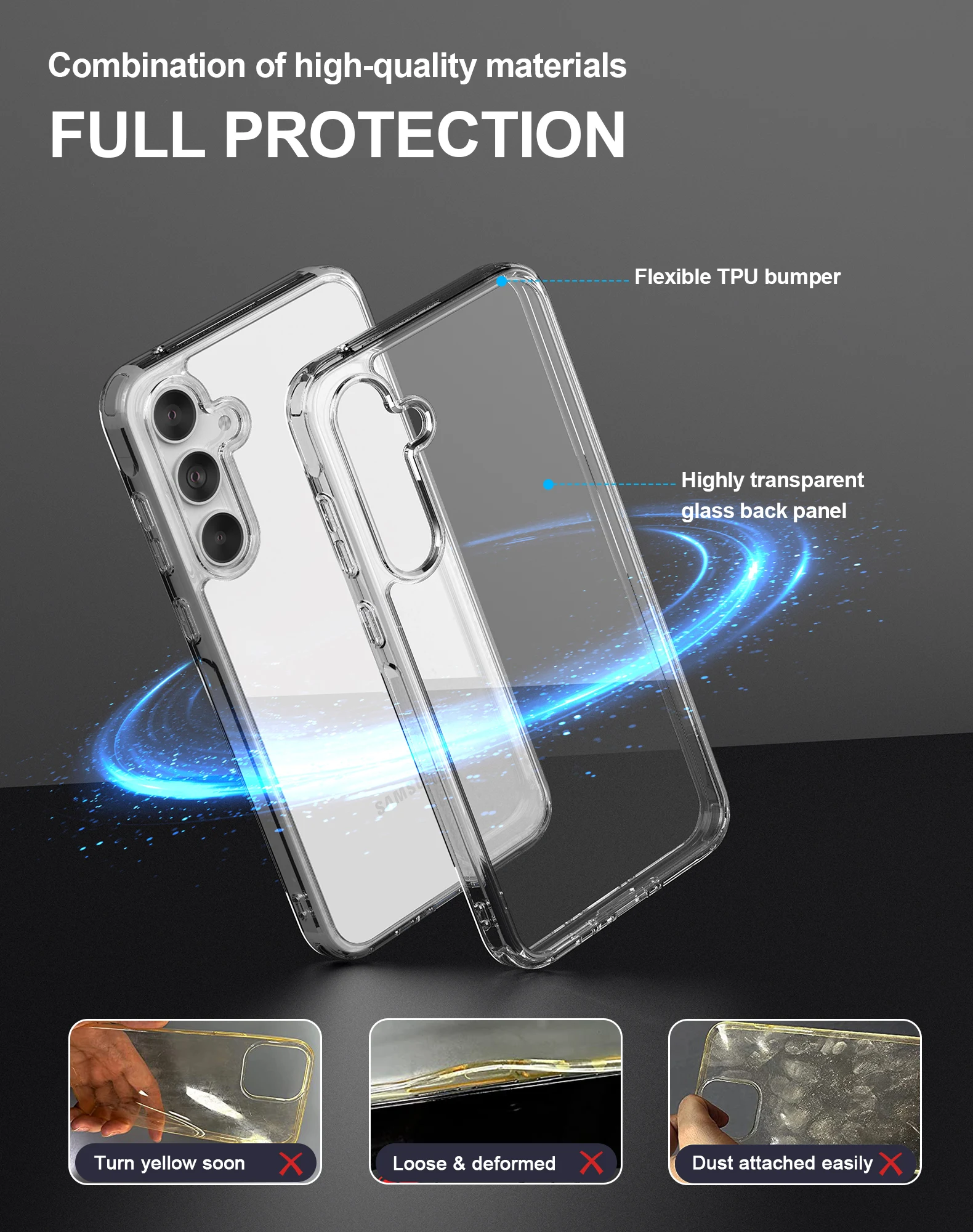 Feitenn для Samsung Galaxy A35 Slim Fit прозрачный чехол жесткая задняя часть и мягкий бампер из