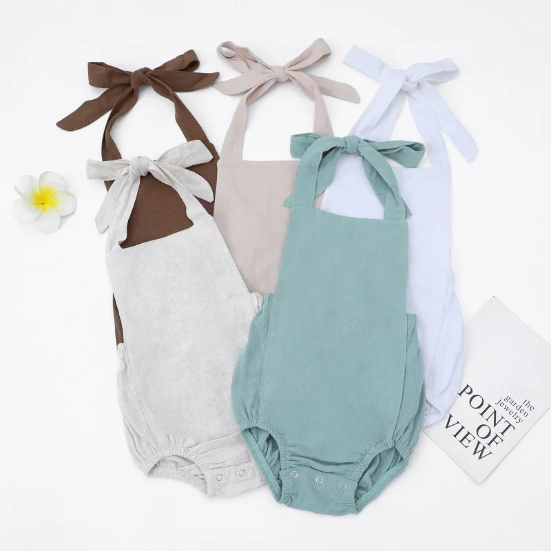 

Baby Girls Bodysuits Clothes Solid Color Cotton Newborn Infantil Onesie Body Toddler Sleeveless Halter Neck Jumpsuits Outfits