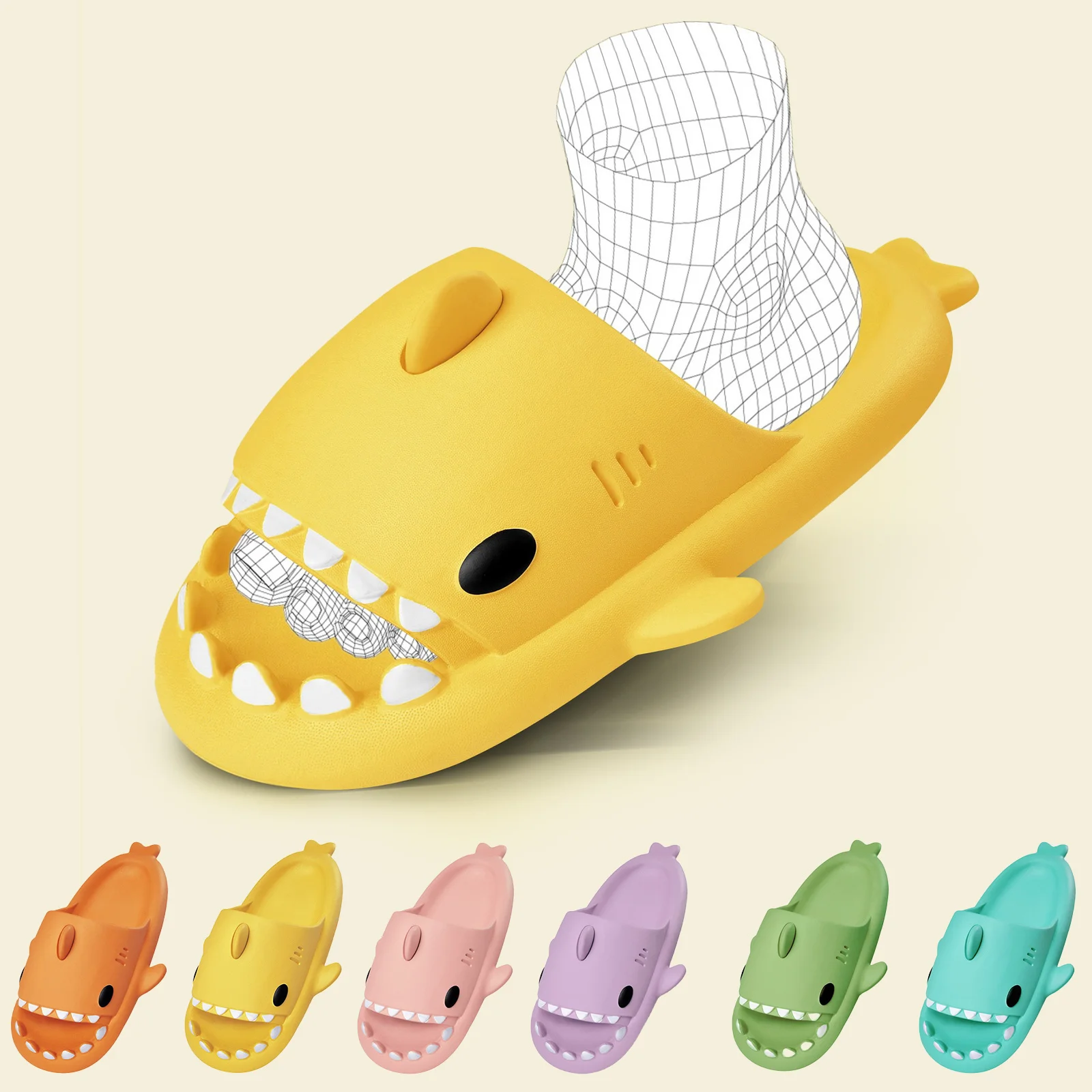 

Cute Thick Soled Funny Slippers Couple Outdoor Indoor Cool Flip Flops Man Women Shark Slippers 2023 Summer Home Anti-Skid Slides