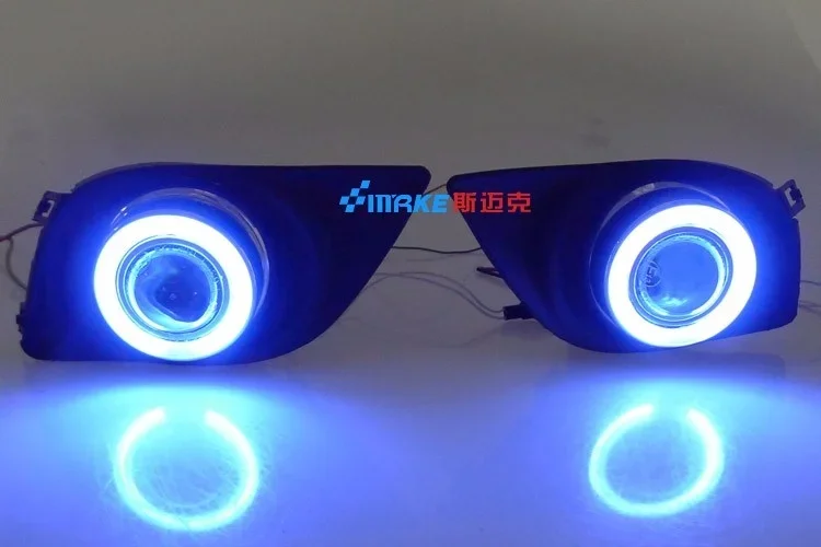 Фото Eosuns Ccfl Angel Eye светодиодные дневные ходовые огни Drl + галогенные противотуманные фары + линзы проектора для Nissan Sunny Versa 2011 2012 2013 №2