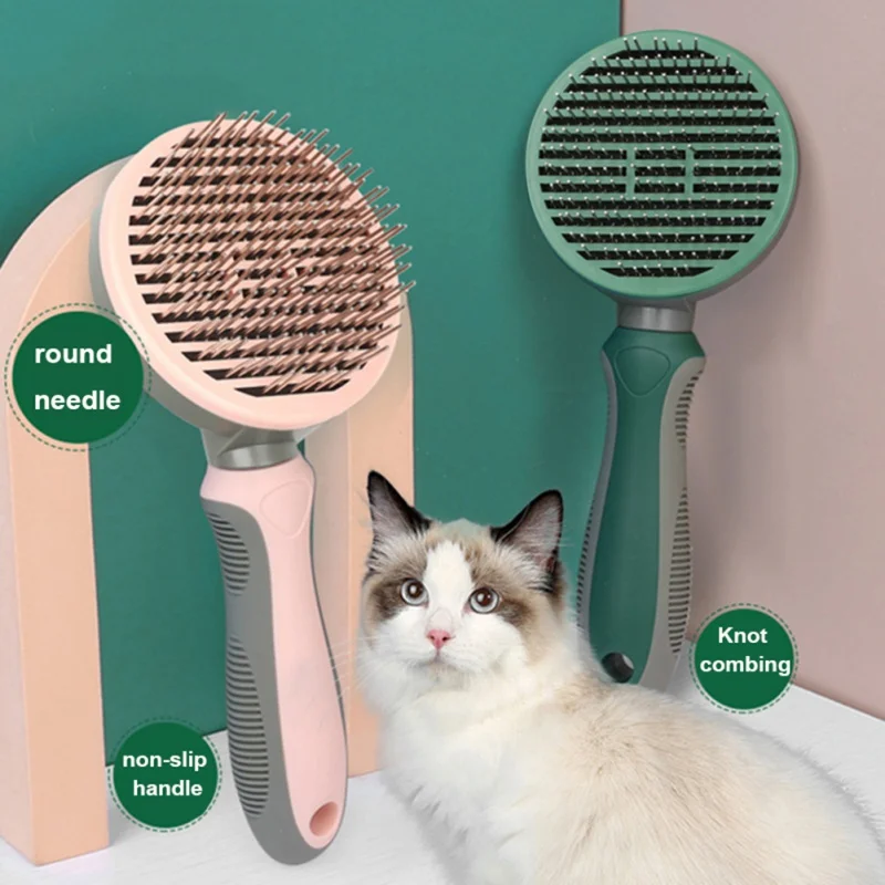 

Dog Brush Self Cleaning Slicker Button Brush Gently Removes Combs for Shedding Haired Loose Undercoat Mats Tangled Hair