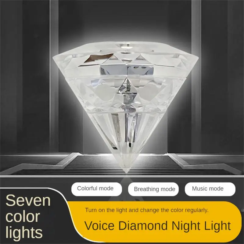 

LED Diamond Voice Control Night Light 7colors USB Smart Light 4modes Music Party Atmosphere Light Bedroom Living Room Bedside