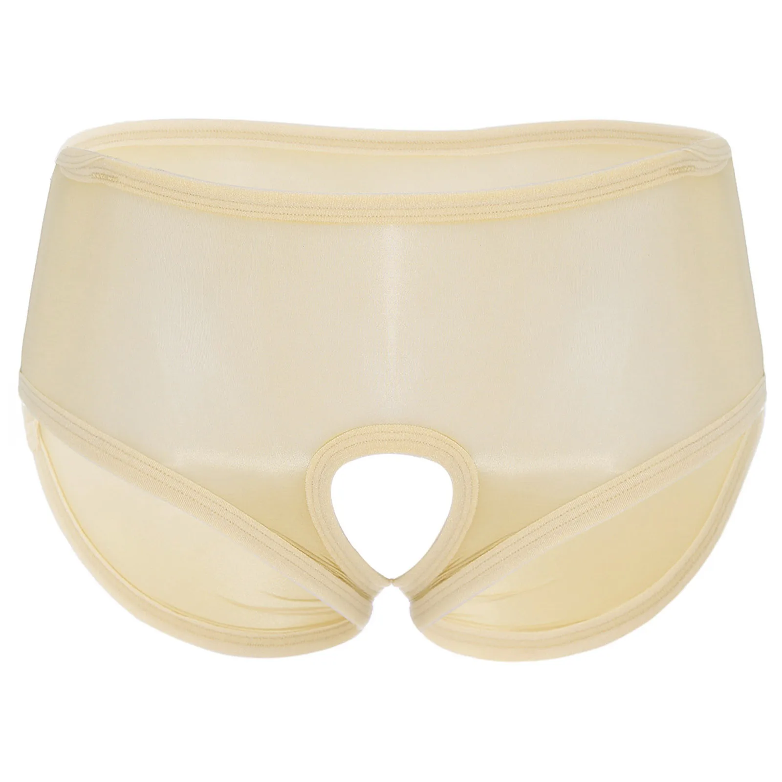 

Womens Mid-Waist Glossy Panties Breathable Lingerie Elastic Waist Semi-Sheer Ultra-Thin High Stretchy Soild Briefs Underwear