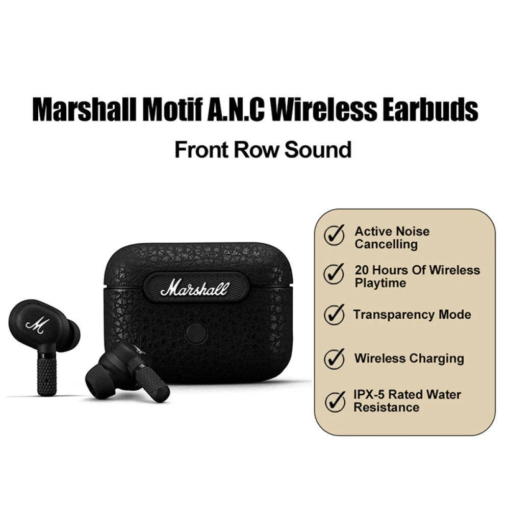 Фото Беспроводные наушники с шумоподавлением для Marshall Motif A.N.C TWS, Bluetooth-гарнитура для музыки, совместимые с Oppo A98, Vivo V27 Pro №2