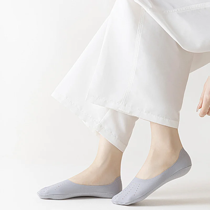 3Pairs Boat Socks Women's Summer Thin Cotton Bottom Anti slip Non falling Breathable Holes No Show Invisible Soft Mesh Socks New