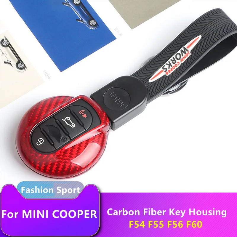 

Красный Автомобильный брелок из углеродного волокна, чехол для ключей, защитный чехол для F55, F56, F57, F54, Clubman, F60, аксессуары для украшения отечественного человека