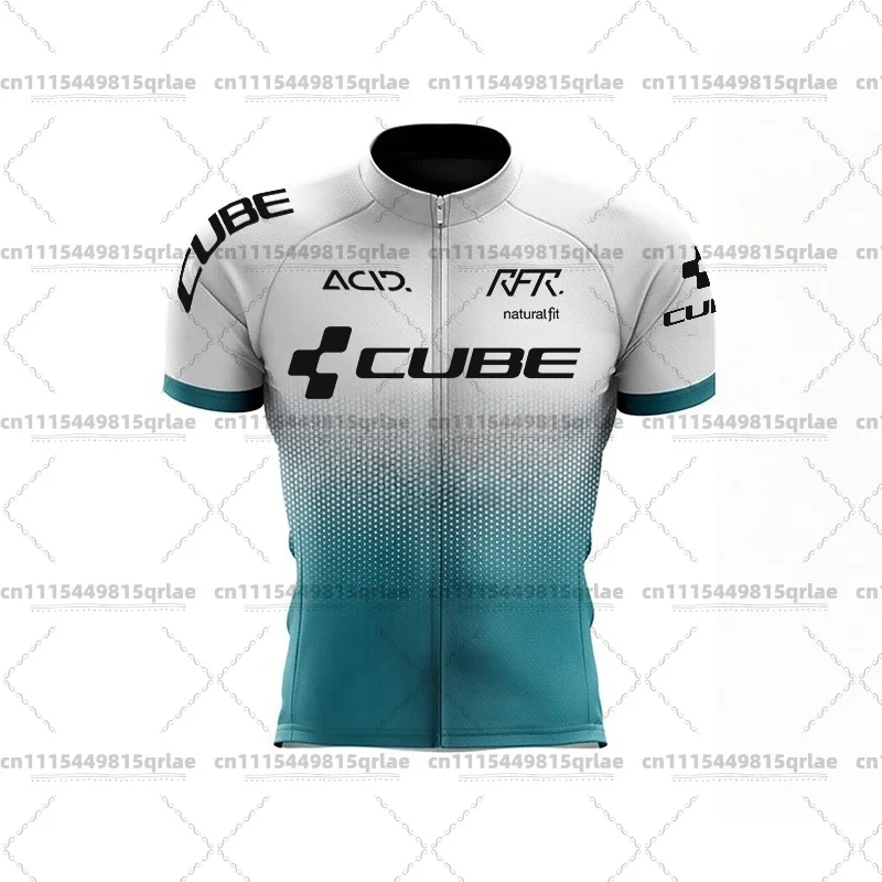 Фото Веломайка мужская летняя 2026 Cube TeamLine с коротким рукавом и гелевыми вставками, легкие дышащие велошорты на лямках - Легкий дышащий велосипедный топ №4