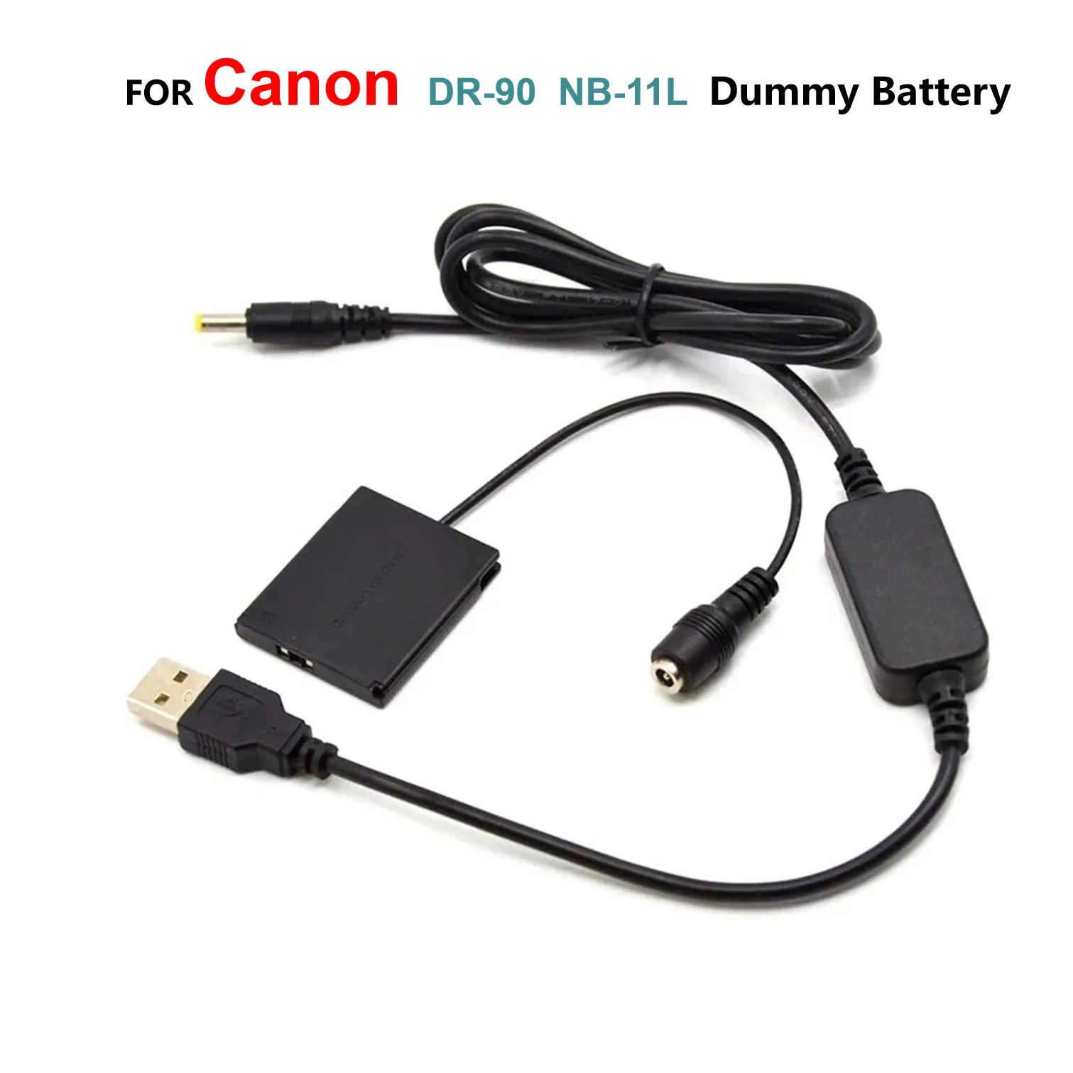 

5 V USB Cable Adapter + DR-90 DC Coupler NB-11L NB11L Dummy Battery For Canon IXUS125HS 240HS A2400 A3400 A4000 Cameras