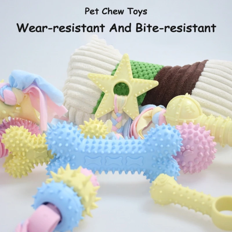 

Macaron Colors Pet Dog Toys Dog Chews TPR Knot Toys Bite Resistant Molar Teeth Cleaning Dog Training Supplies Interactive Toy