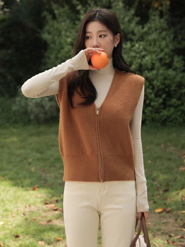 Bailuoɺn вязаный кардиган без рукавов с v-образным вырезом женский жилет на осень и