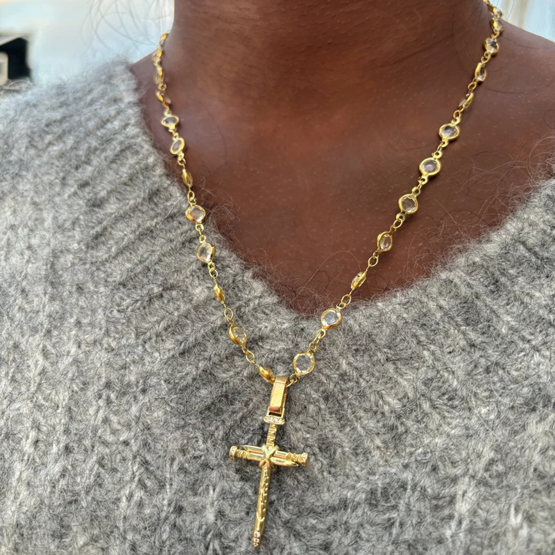 Красочные циркониевые ожерелья с подвеской в виде креста для женщин и девочек