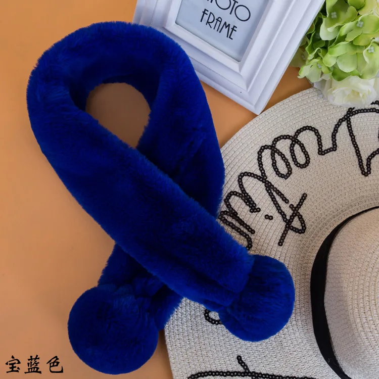 Воротник-шарф из искусственного кроличьего меха с помпоном 70 см * 9 Портативный