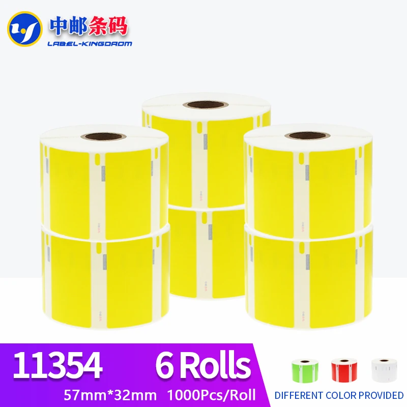 

6 Rolls Dymo Compatible Yellow 11354 Label 57mm*32mm 1000Pcs for LabelWriter 400 450 450Turbo Printer Seiko SLP 440 450