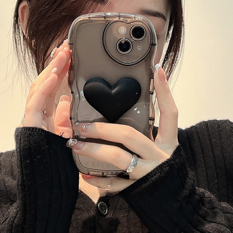 

Wavy border three-dimensional heart suitable for Apple 12 mobile phone case iphone13promax new 11 all-inclusive x/xr