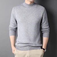 the new autumn and winter mens sweater clothing fashion plus velvet korean version half high collar thicken keep warm