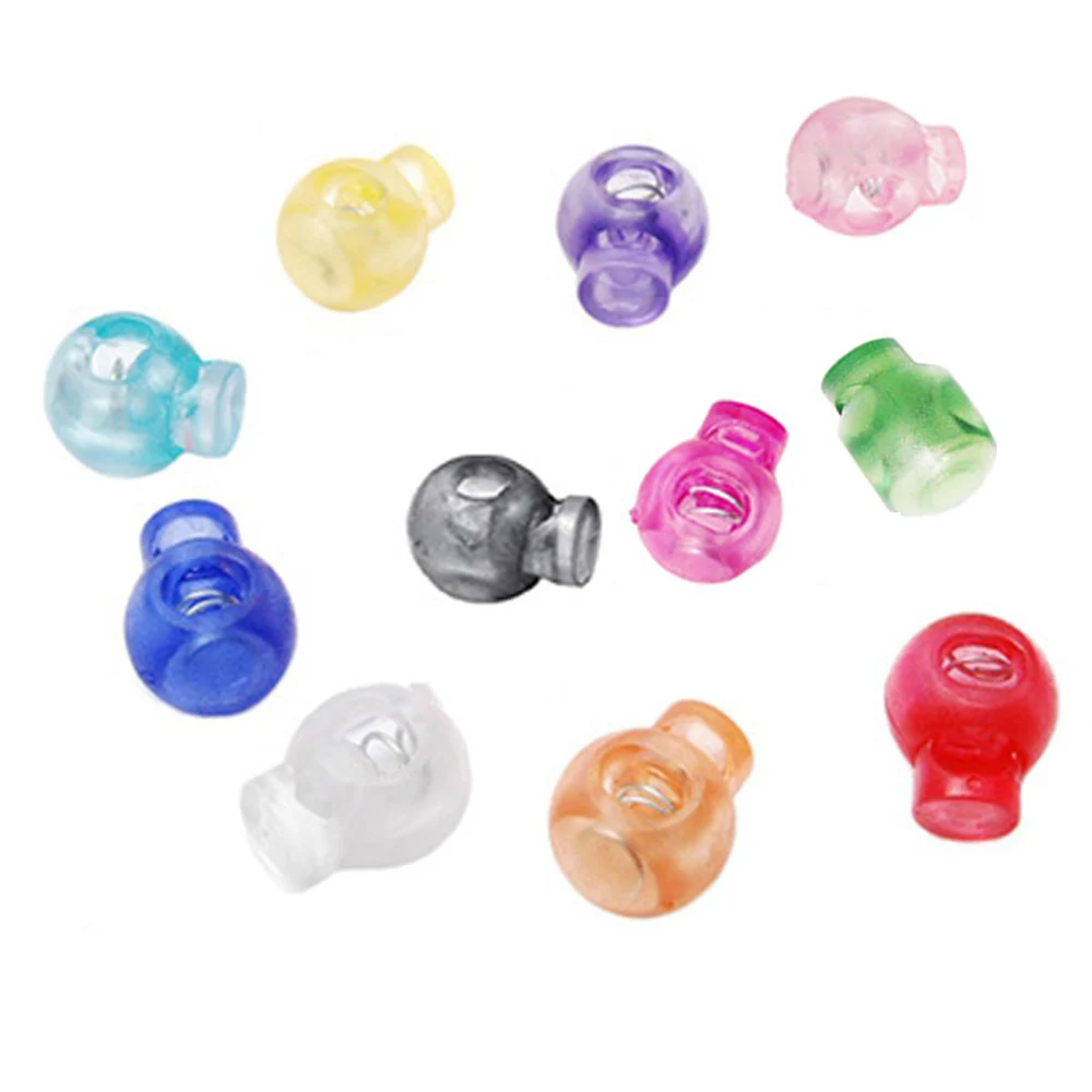 

10pcs Cord Lock Stopper Spring Stop Toggle Clip Round Ball Plastic Colorful For Paracord Shoelaces Clothing DIY Accessories