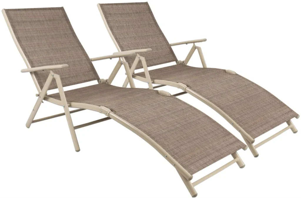 S Set Of 2 Beach Adjustable Chaise Lounge Outdoor Pool Side 
