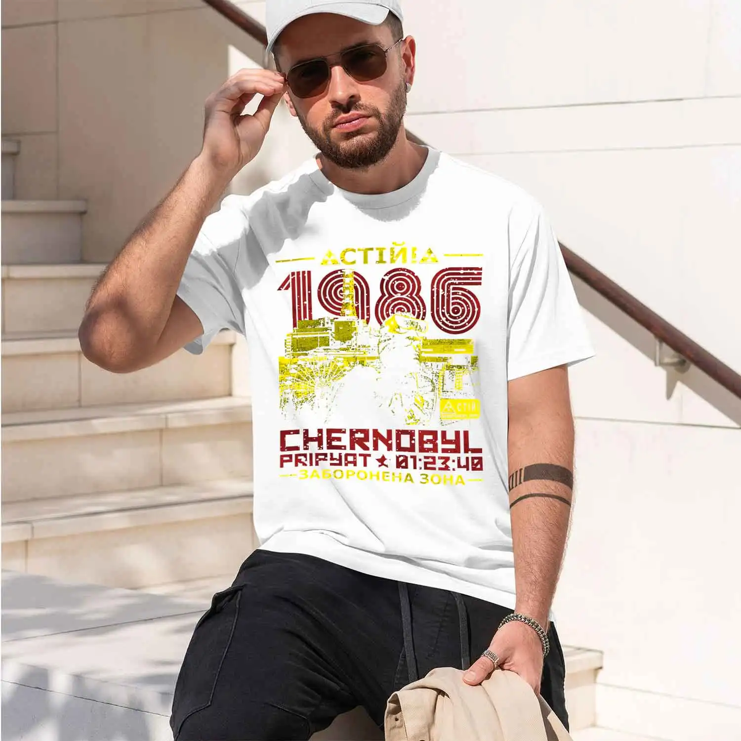 Фото ERNOBYL 1986 2026 Новая модель мужской футболки с коротким рукавом и круглым вырезом, классическая повседневная модель, несколько цветов и размеров для ежедневной носки на протяжении всего дня. №2