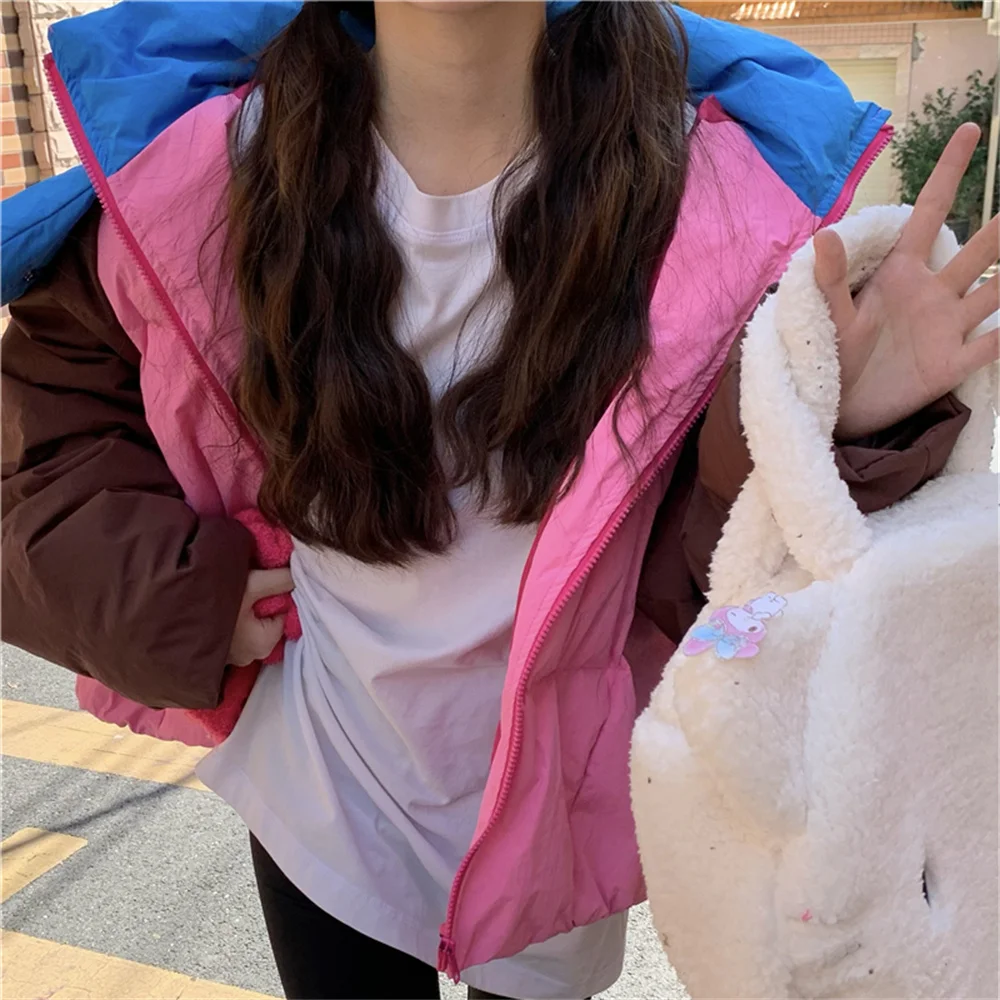 

Пуховик Hzirip из хлопка, женская теплая зимняя куртка в стиле пэчворк, новинка 2022, офисная одежда, свободная шикарная универсальная Повседнев...