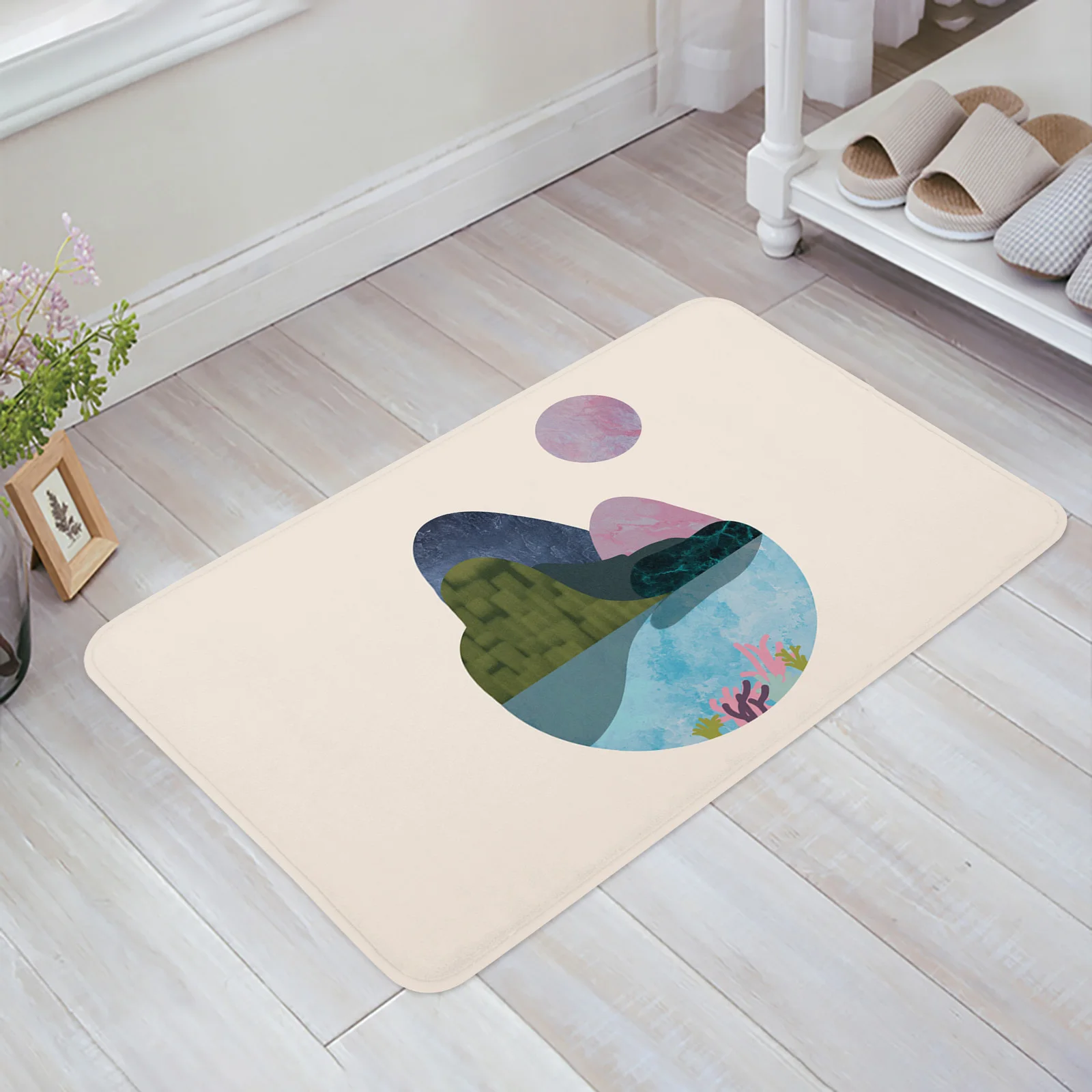 

Material Landscape Marble Oil Painting Entrance Door Mat Bedroom Kitchen Bathroom Mat Non-slip Door Mat Personality Home Decor