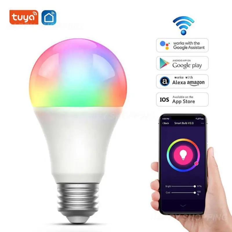 

Smart Led Lamp Work With Alexa/google Home 9w E27 Bluetooth Wifi For Android/ios Led Rgb Lamp 220-240v Tuya Smart Bulb