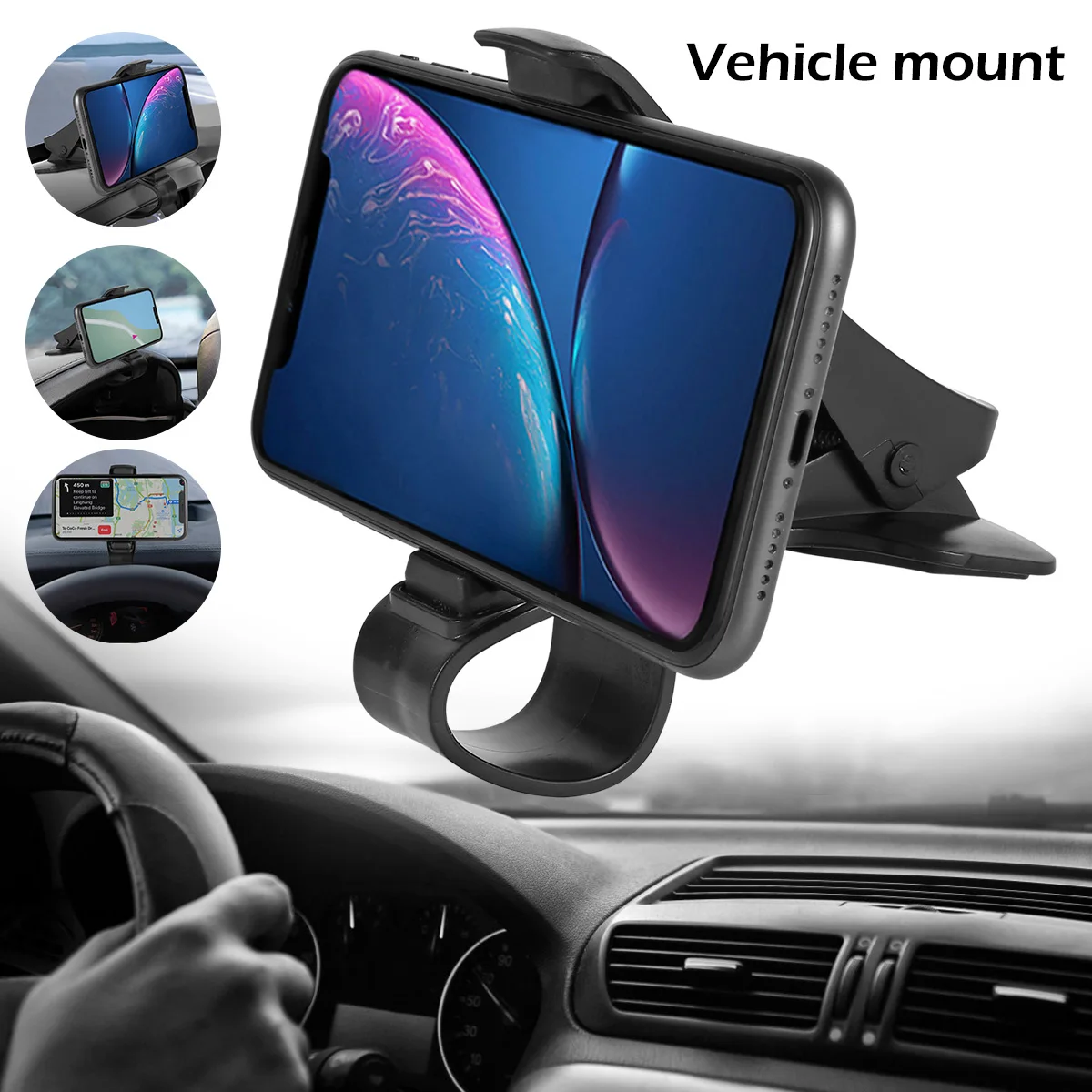 Car Phone Holder Universal Adjustable Navigation Dashboard In Car Driving Safety Support Clip Fold Holder for Phone Tablet GPS