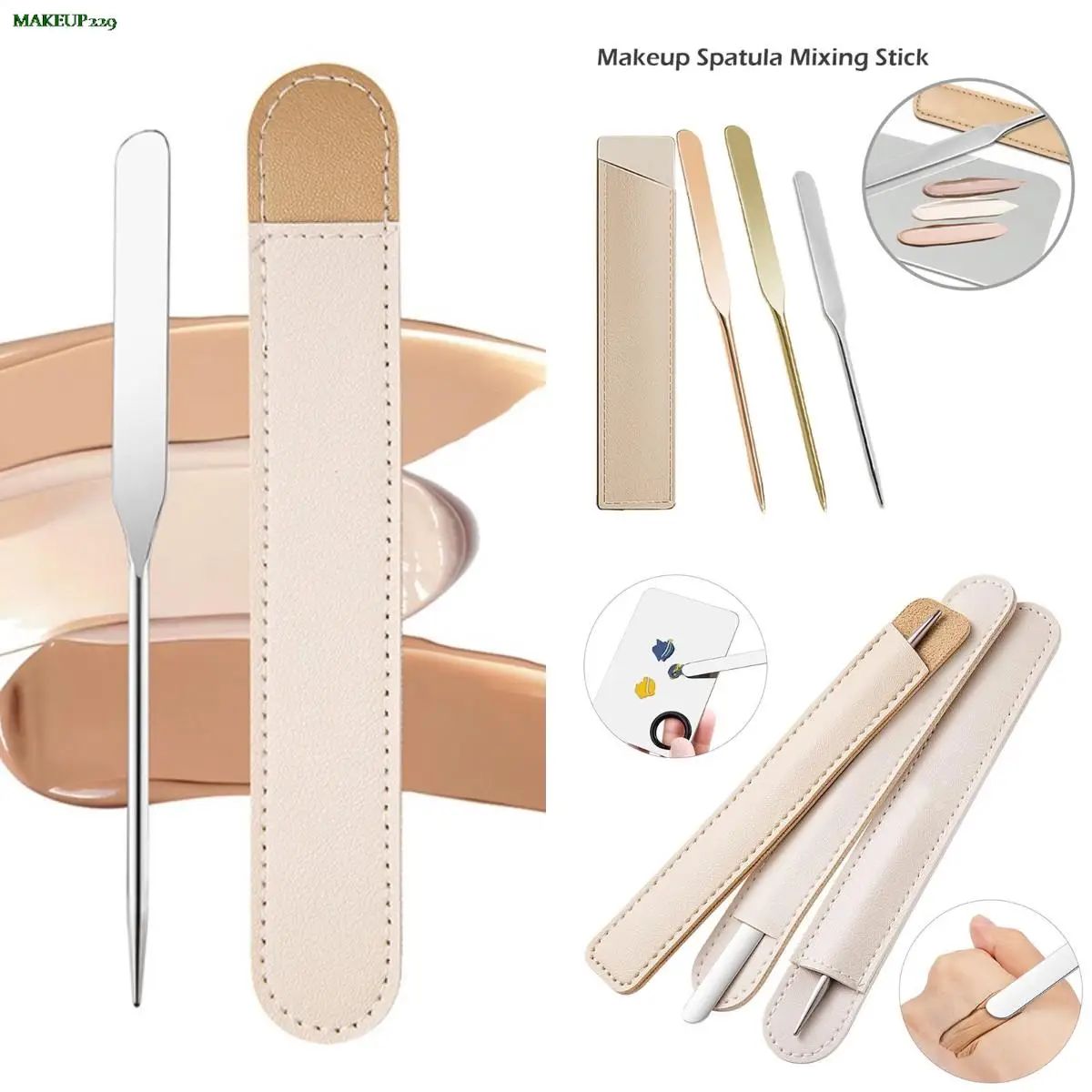 

Новый инструмент для смешивания основа под макияж из нержавеющей стали с двумя головками