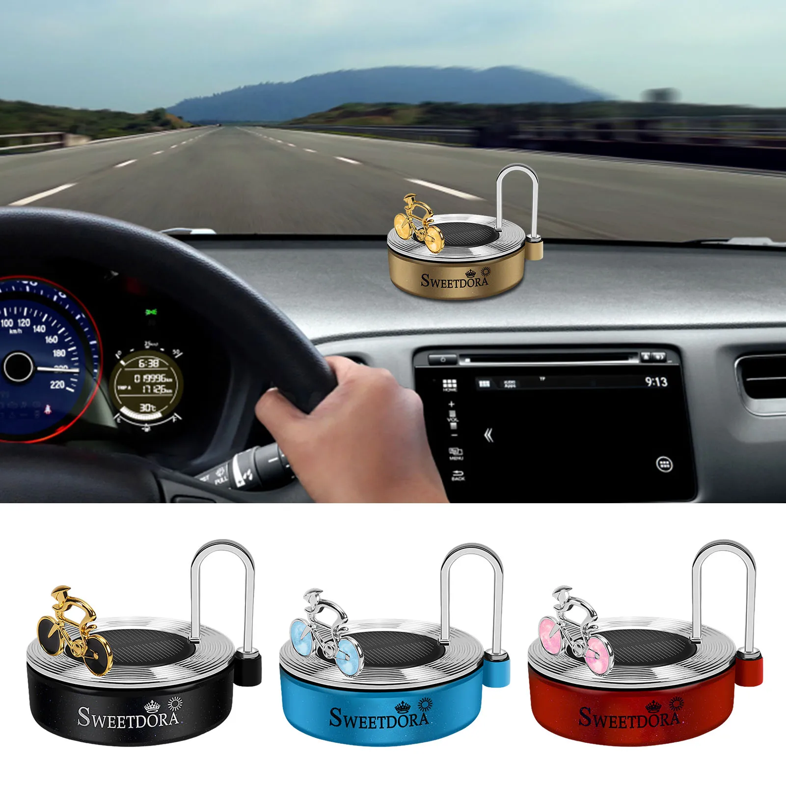 

Освежитель воздуха для автомобиля, декоративный диффузор на солнечной батарее для велосипеда и автомобиля, освежитель воздуха из сплава, д...