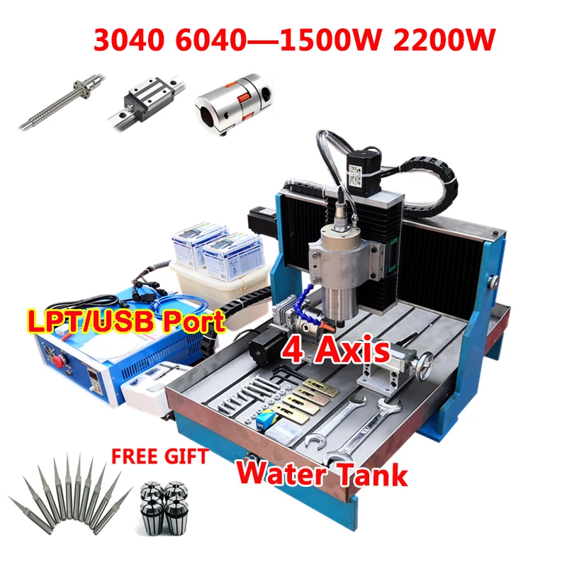 

LY CNC Linear Guideway Engraving Machine 3040 6040 3 Axis 4 Axis Wood Router Metal Engraving Machine Steel Table 1500W 2200W