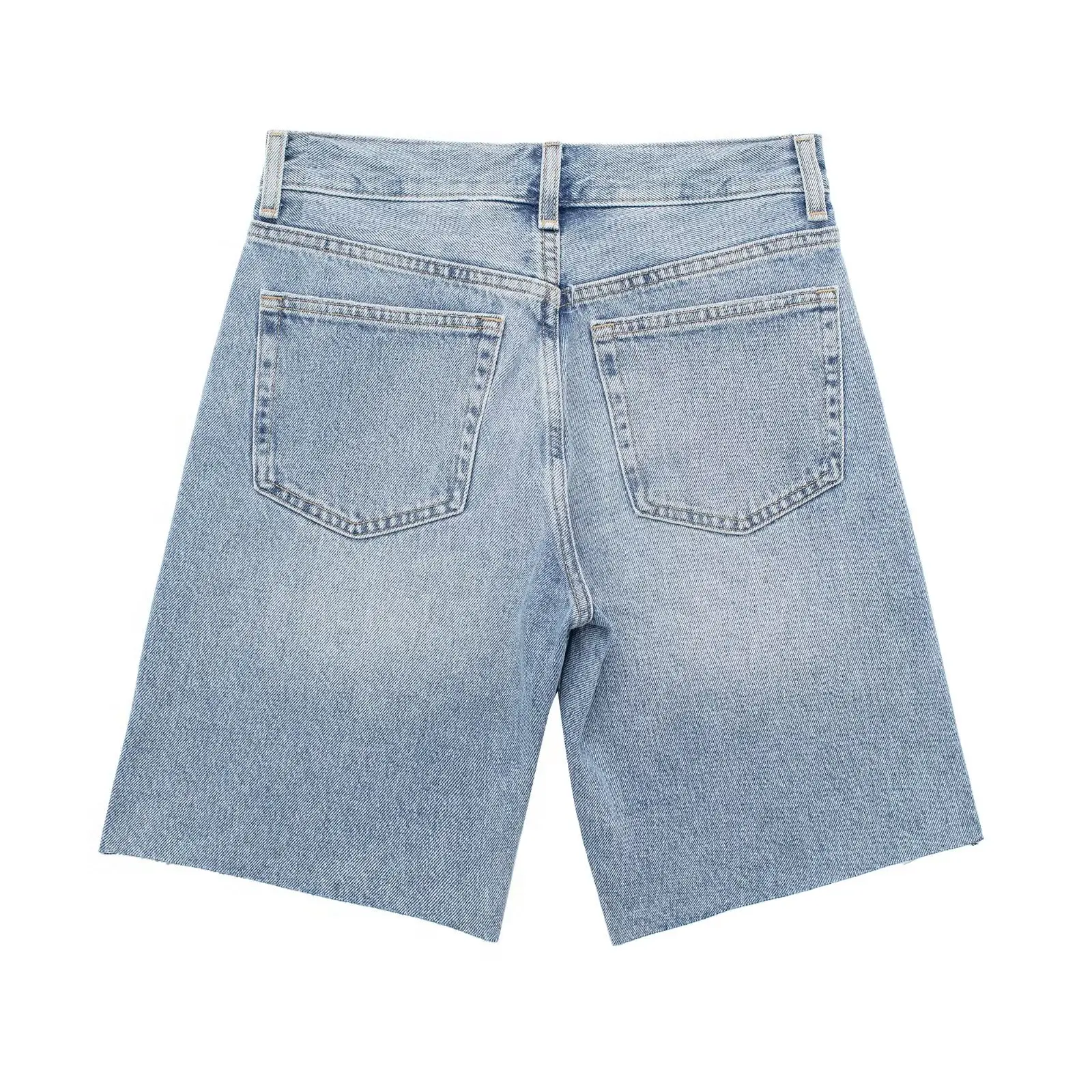 TRAF 2023 Denim Shorts for Women Blue Bermuda Shorts Woman Summer Mid Waist Jeans Shorts Women Streetwear Casual Women's Shorts