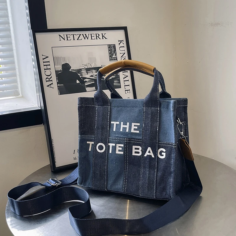 Сумка-тоут женская из денима Роскошный дизайнерский брендовый саквояж на плечо