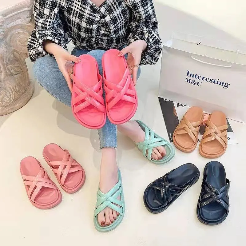 

Summer Women's Shoes Open Toe Pu Slippers Women's Flat Sandals Women's Outdoor Slippers Women's Casual Beach Slippers 1