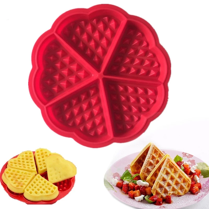 

DIY Heart Shape Waffle Mold 5-Cavity Silicone Oven Pan Baking Cookie Cake Muffin Mousse Cooking Tools Kitchen Accessories Supply