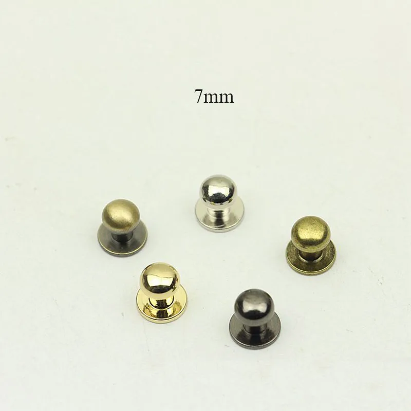 50pcs 7mm Copper Nipple Nail Buckles Metal Rivet for Bag Purses Fastner Clasps Studs Screw Buttons Leathercraft Accessories