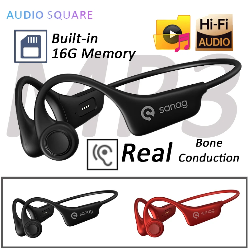 

Bluetooth-наушники с MP3-плеером, костной проводимостью, 16 Гб памяти