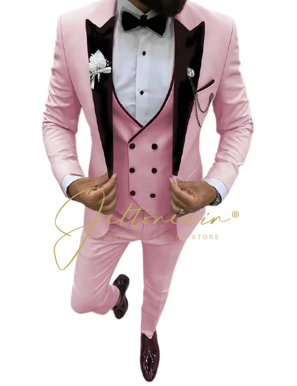 

Костюм мужской свадебный 3 предмета, приталенный сине-розовый костюм, унисекс, на заказ, 2022